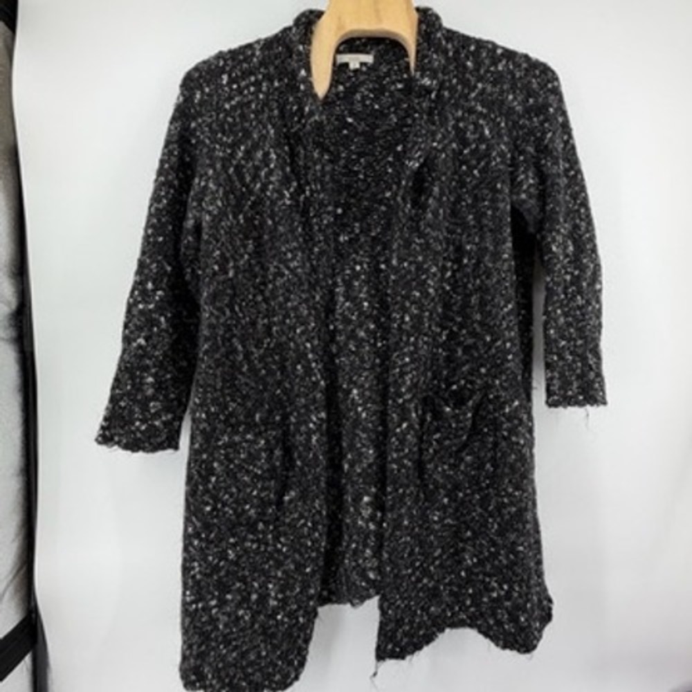 Caslon Womens 2X Black White Marled Alpaca Mohair Blend Open Cardigan Sweater